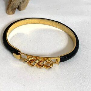 Manelli Florence 24K Gold Plated Leather Bangle Bracelet